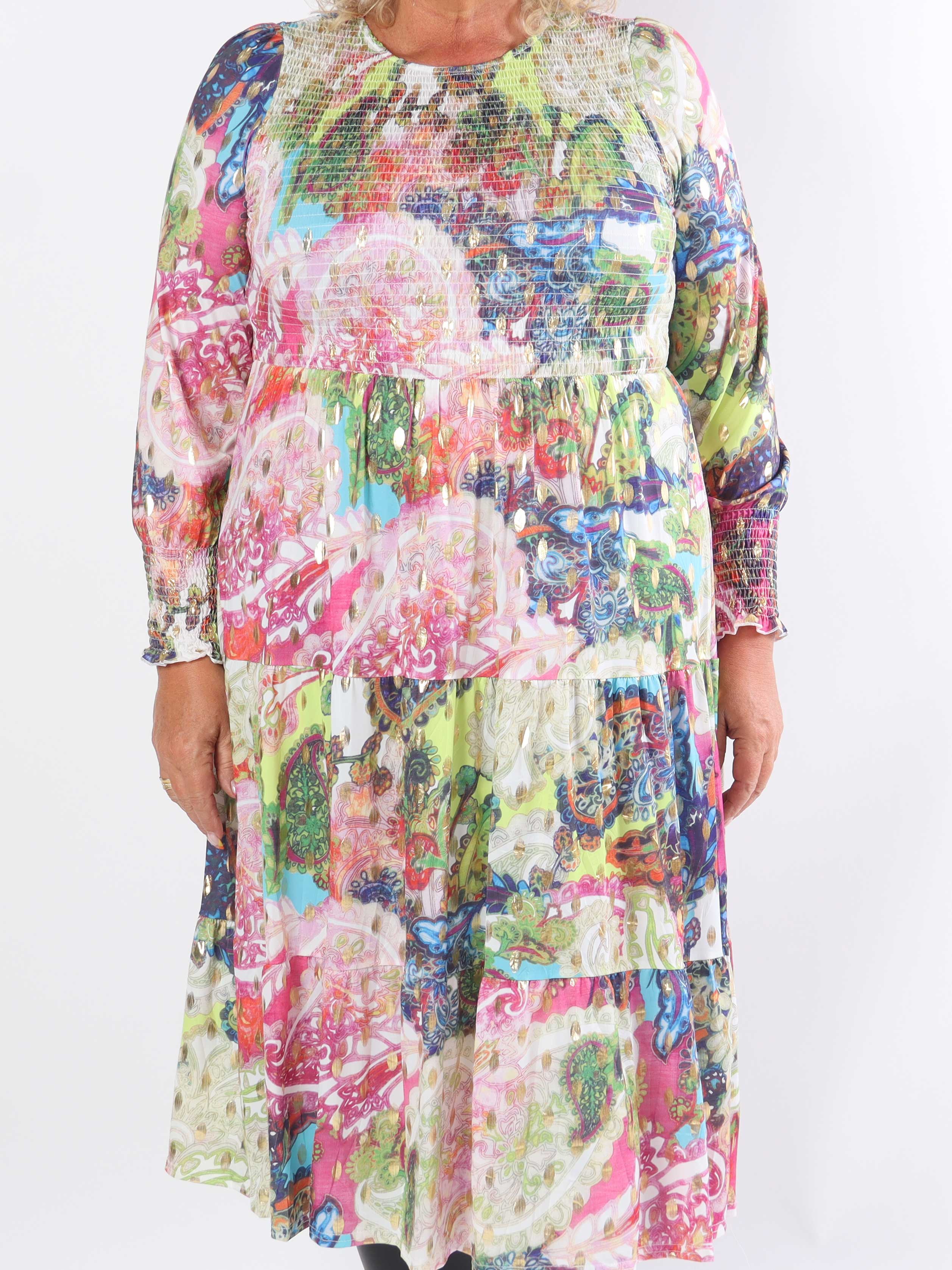 Kelly Elements Long - Elastisk plus size-klänning med smock över bröstet